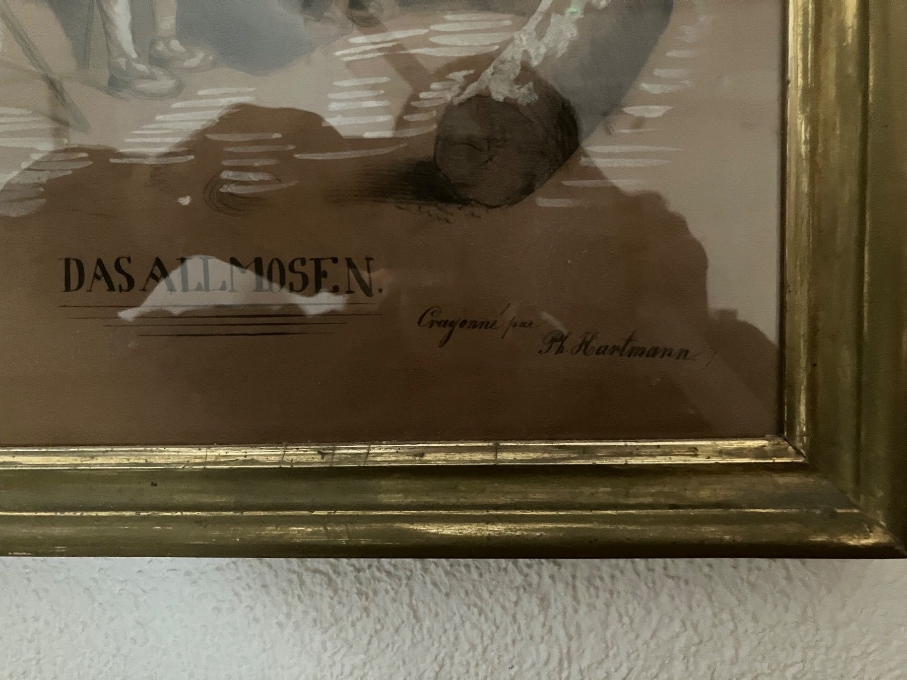 Poster & Bilder: Antikes Bild "Das Almosen" gold gerahmt PH. Hartmann – Gebraucht aus Schlieren von mvm01 3