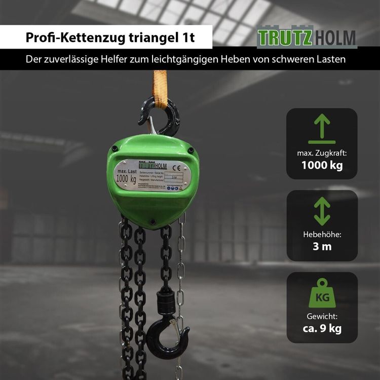 BLP³ Kettenzug 750 Kg Tragkraft, 1,5 M Hubhöhe – Handkettenzug Mit Verzinkten Haken, Für Bau & Montage
