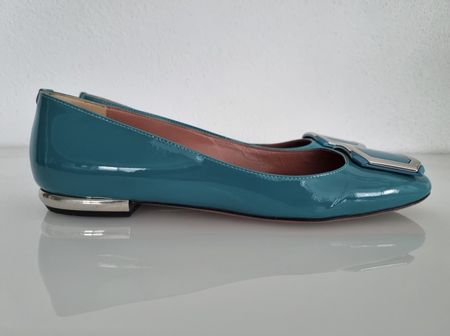Originale Bally Ballerina aus türkis Lack-Leder, 37