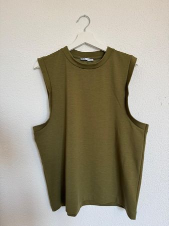 ZARA ärmelloses Oversize-Shirt Khaki Gr. L