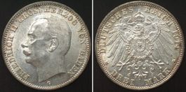 BADEN 3 Mark 1914 G, FRIEDRICH II. Silber ERHALTUNG! f.st