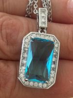 Luxus Elegante Zirkonia Kette Farbe : Silber weiss Blau