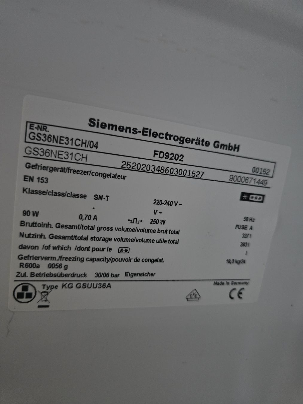 Siemens Gefrierschrank: SIEMENS A++ – Gebraucht aus Oberburg von B-2 4