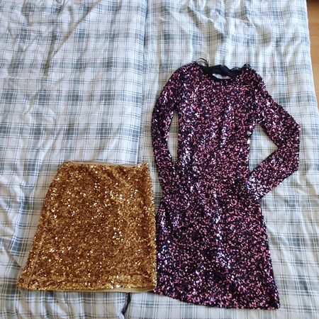 NEU Pailletten Kleid und Rock - Gr. XS/32