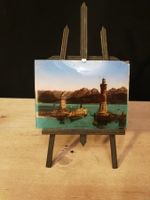 Bild coloriert hinter Glas, Souvenir von Lindau antik