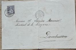 Lettre avec Helvetie assise DOMBRESSON 1881