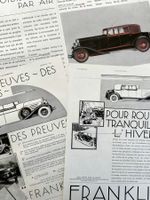 Franklin Cars - 3 alte Werbungen / Anciennes publicités 1930