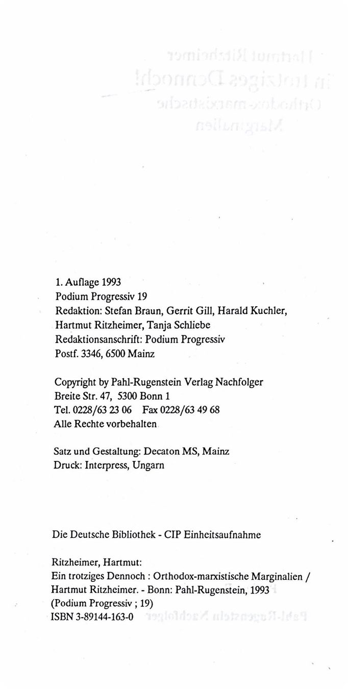 Libri: Ritzheimer Hartmut, Ein trotziges Dennoch! – Nuovo (secondo la descrizione) da Sarnen venduto da Livres 2