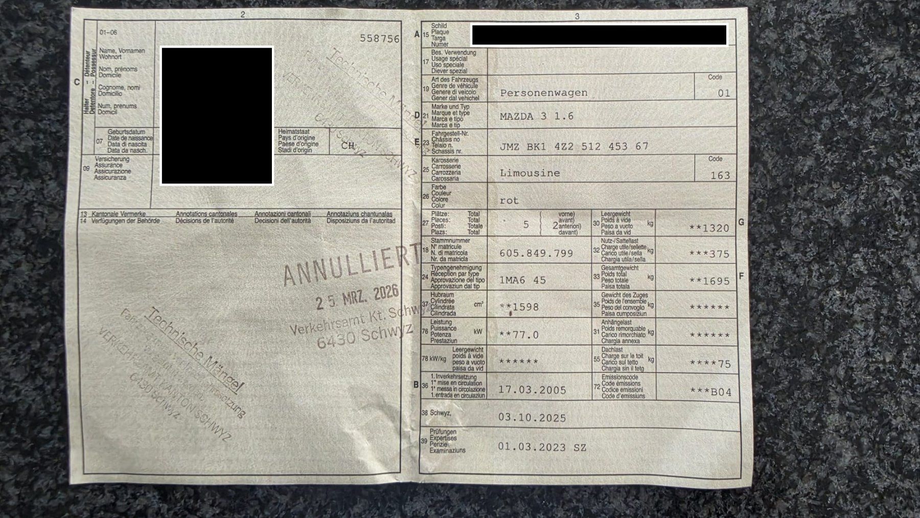Mazda Automobili: MAZDA 3 1.6 (Export/Ersatzteile) – Usato da Einsiedeln venduto da sodollo 9