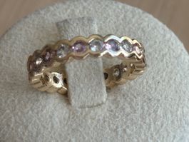 Luxus Elegante gr.19/9 Ring Zirkonia Memoire Goldfarben
