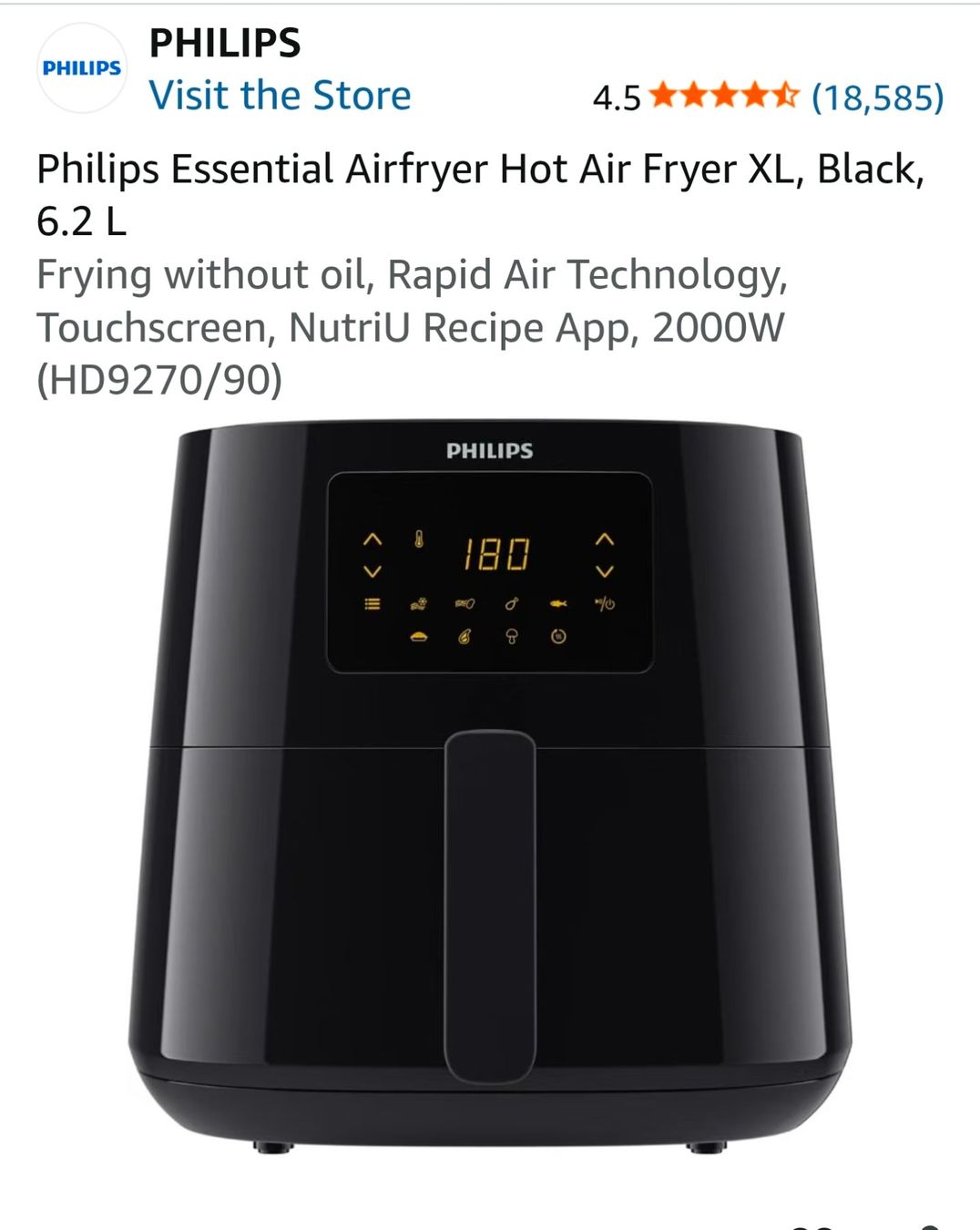 Philips Elettrodomestici da cucina: Philips Essential Airfryer XL – Nuovo (secondo la descrizione) da Basel venduto da Jpa20