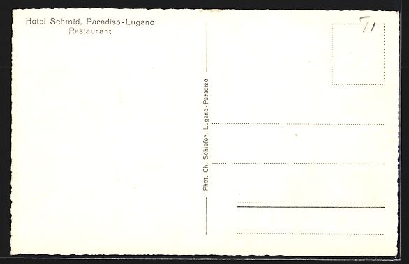 Cartes postales: Paradiso-Lugano, Hotel-Restaurant Schmid – D'occasion à Berlin par bartko-reher 1