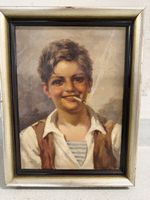 Gemälde Junge mit Zigarette gerahmt 40x30cm guter Zustand