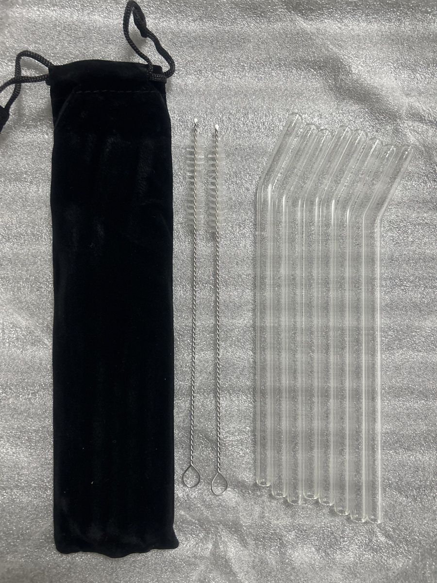 Bicchieri: Glasstrohhalme 8er-Set, wiederverwendbar, mit Bürste & Beute – Nuovo e nell'imballaggio originale da Suhr venduto da SchnapperCH