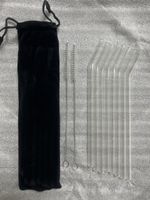 8 Glasstrohhalme mit Bürste & Beutel – wiederverwendbar