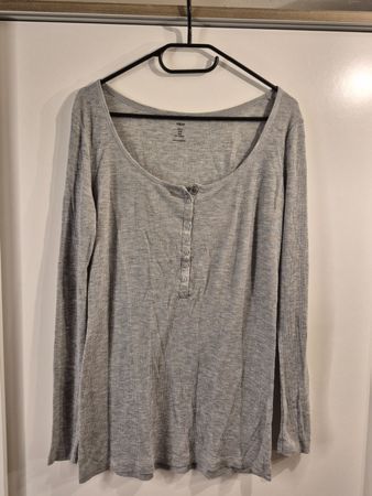 Feinripp-Langarmshirt Grau, Grösse M, H&M