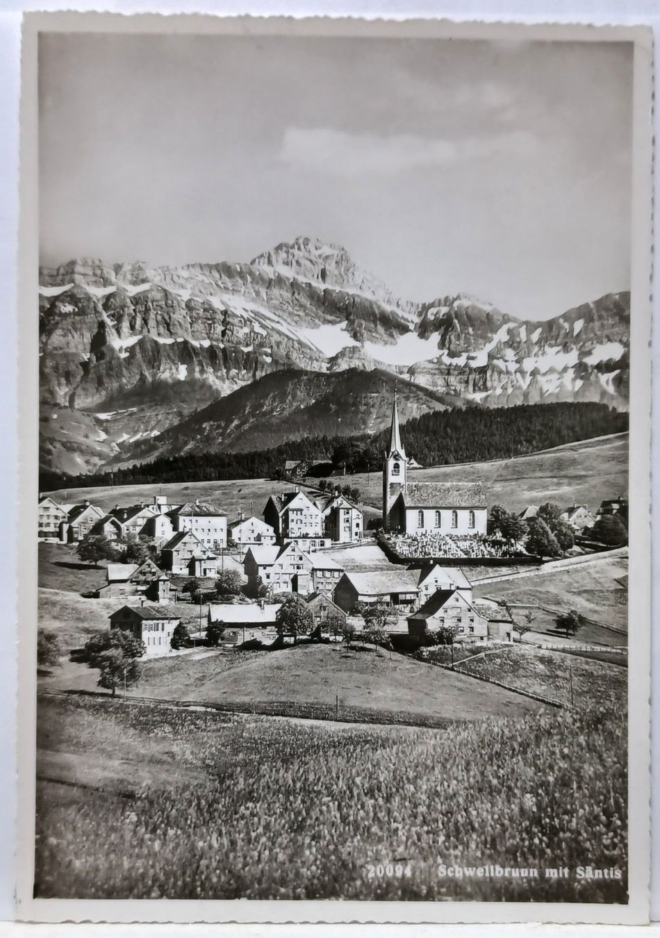 Cartoline postali: AR, No.20095, Schwellbrunn mit Säntis, – Usato da Aarau Rohr venduto da mgvw