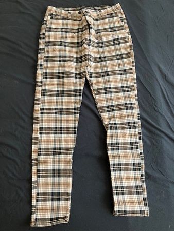 Pantalon à carreaux beige noir T 40