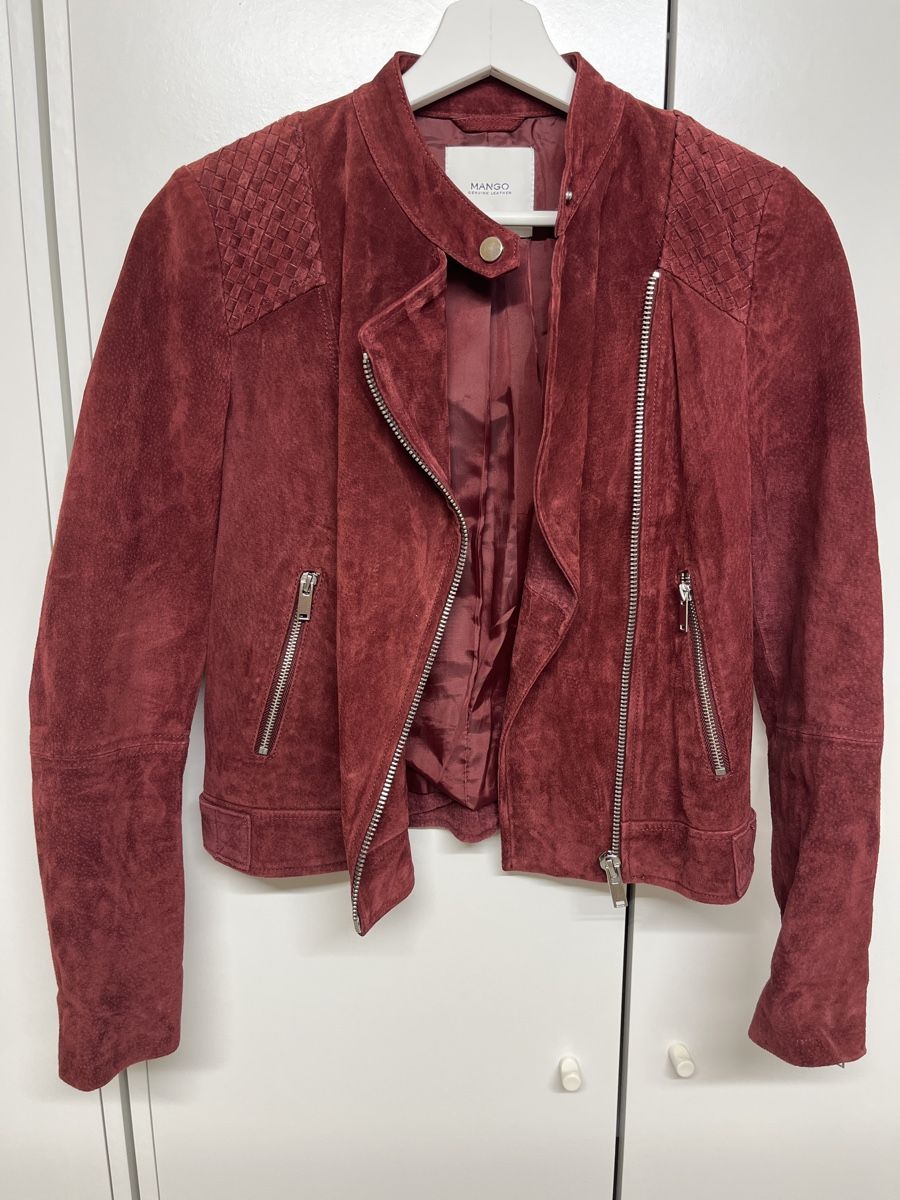 Mango Giacche: Mango Wildlederjacke, bordeaux rot, Grösse xs – Usato da Amlikon-Bissegg venduto da Rahelbr5