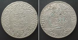 MAROKKO 1/2 Rial (5 Dirhams) AH 1322 1904 Paris ABD AL-AZIZ
