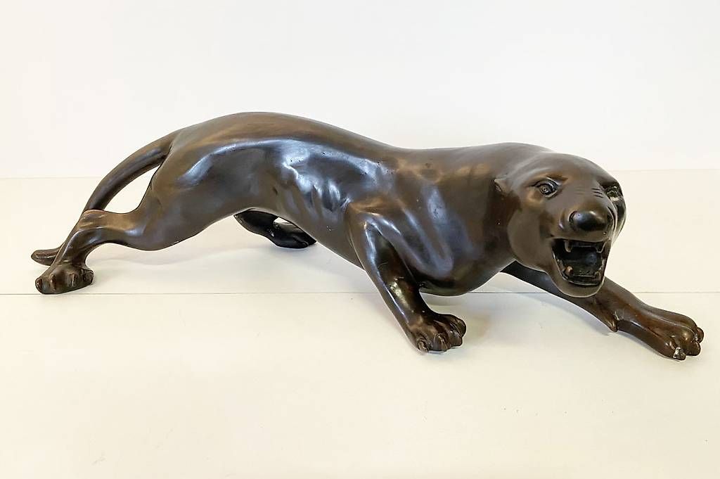 Sculture & Statue: Bronzefigur, schleichender, schwarzer Panther – Usato da Ballwil venduto da ClassicGallery 1