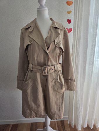 Damen Trenchcoat beige mit Gürtel Gr. 40/42