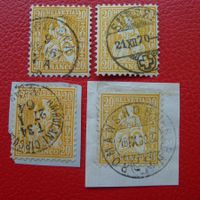 1864-1870: Nr.32, vier Marken, 1x rarer BAHNPOST-Stempel!