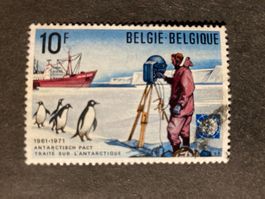 Belgien 1971 Antarktisvertrag Pinguin gestempelt