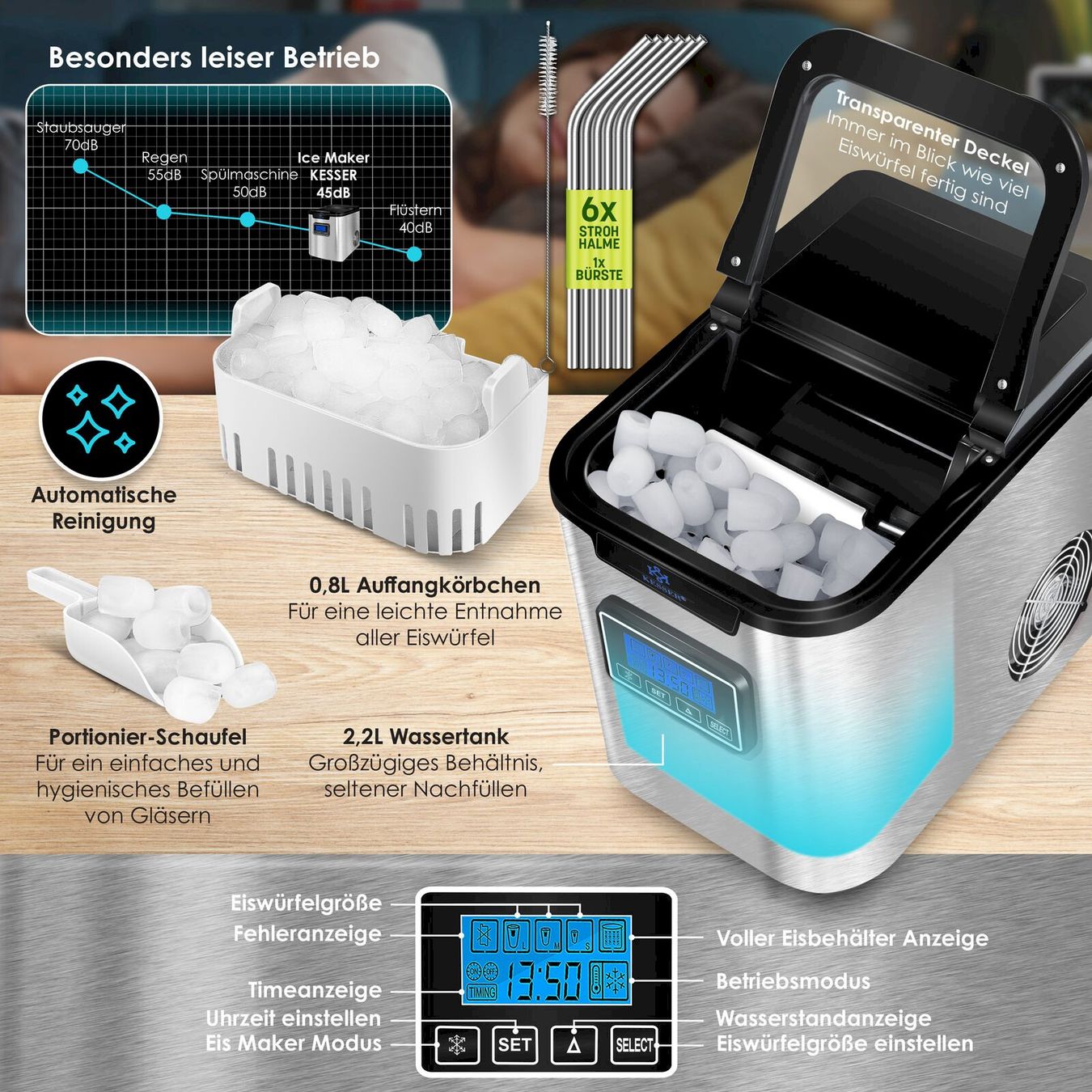 Attrezzatura professionale & Gastronomia: KESSER Eiswürfelbereiter 2,2L – Nuovo e nell'imballaggio originale da Bottighofen venduto da zaap 5