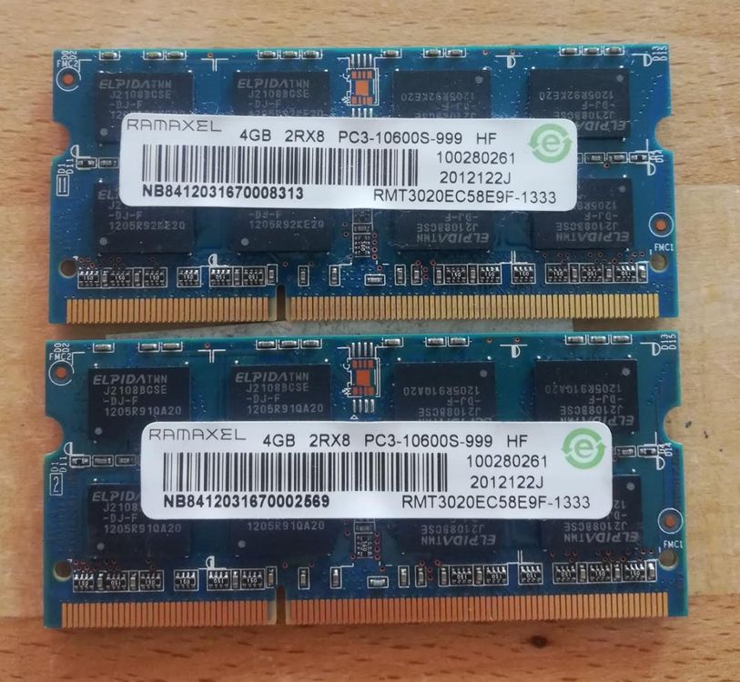 2 x Laptop RAM Ramaxel 4GB 2RX8 PC3-10600S-999 HF (Gebraucht) in Visp ...