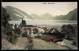 AK Alpnachstad, Ortsansicht mit See und Bergen