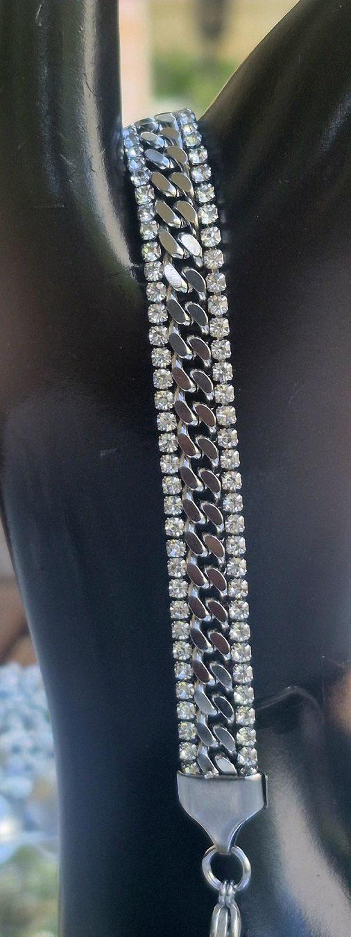 Armbänder & -reifen: Bracciale catena con strass argento – Neu (gemäss Beschreibung) aus Giubiasco von Stefaniav 2