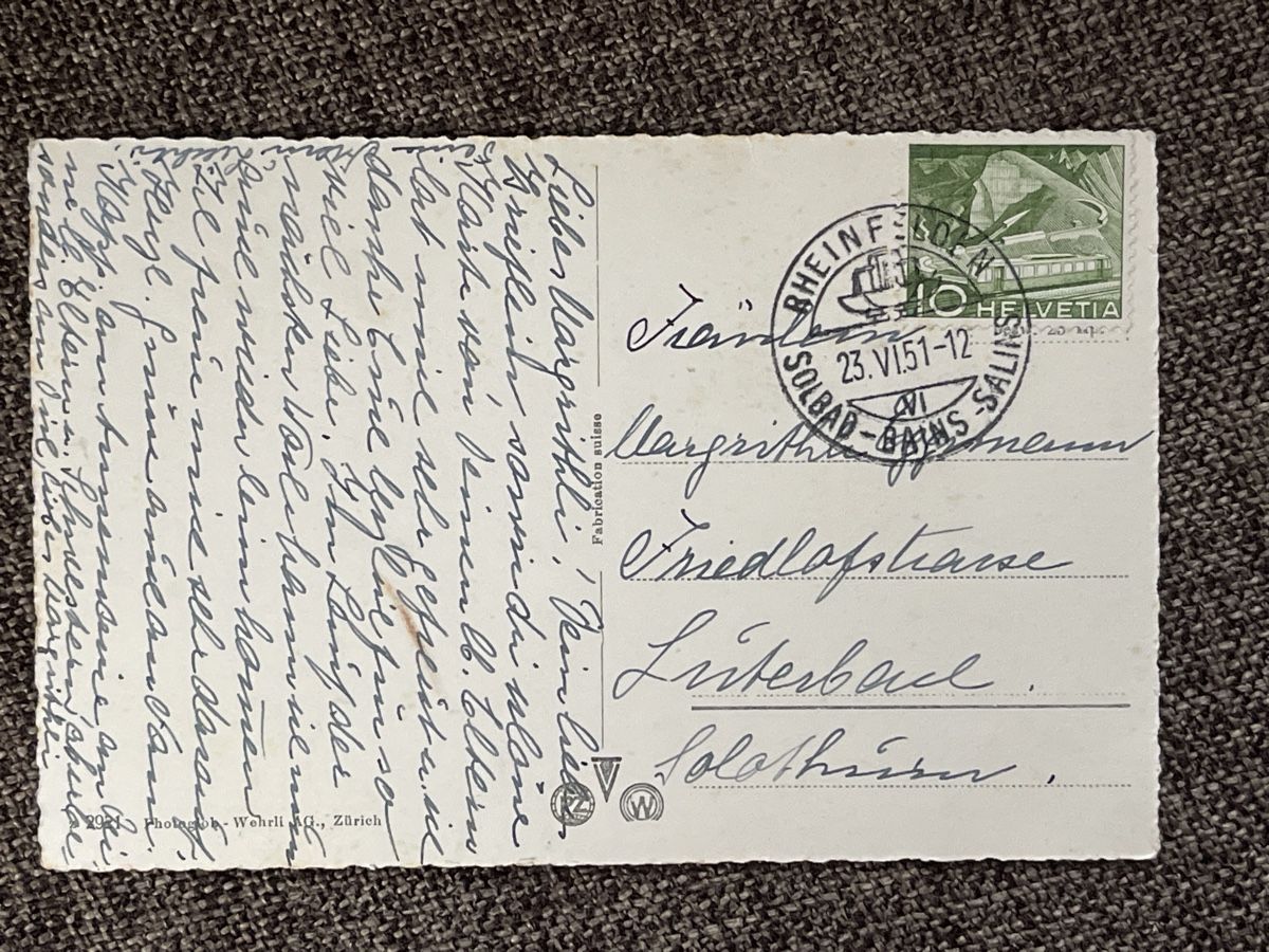 Cartoline postali: Ansichtskarte von Rheinfelden, 1951 – Usato da Strengelbach venduto da Aschatan5 1