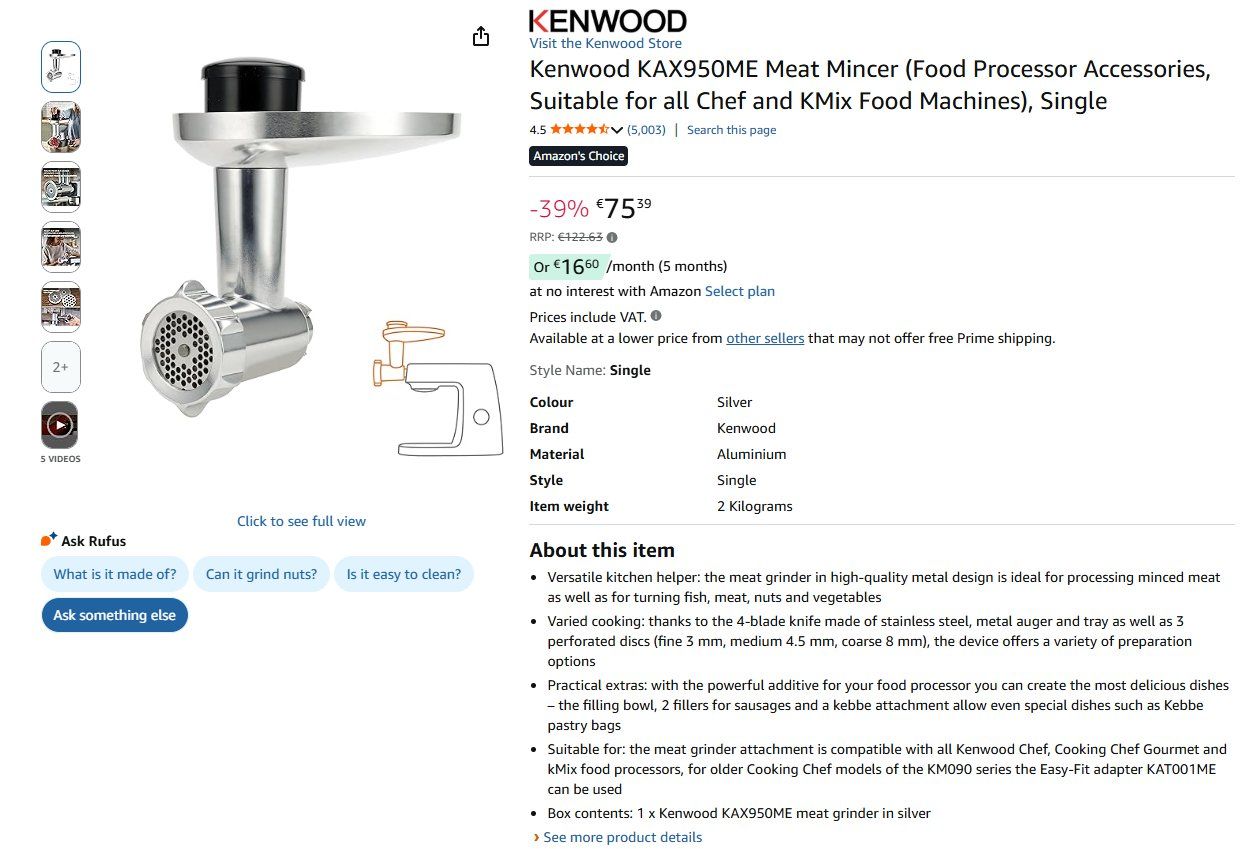 Kennwood Elettrodomestici da cucina: Kennwood Meat Mincer – Usato da Männedorf venduto da arib82 1