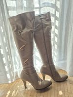 Stylish Taupe Over-the-Knee High Heel Boots