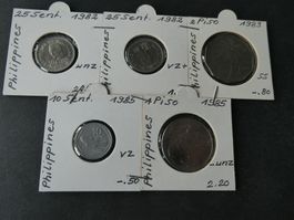 Philippinen, Konvolut alte Münzen 1982-85 meist unzirk