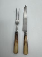 Tranchierbesteck Horngriff Metall guter Zustand 2-tlg