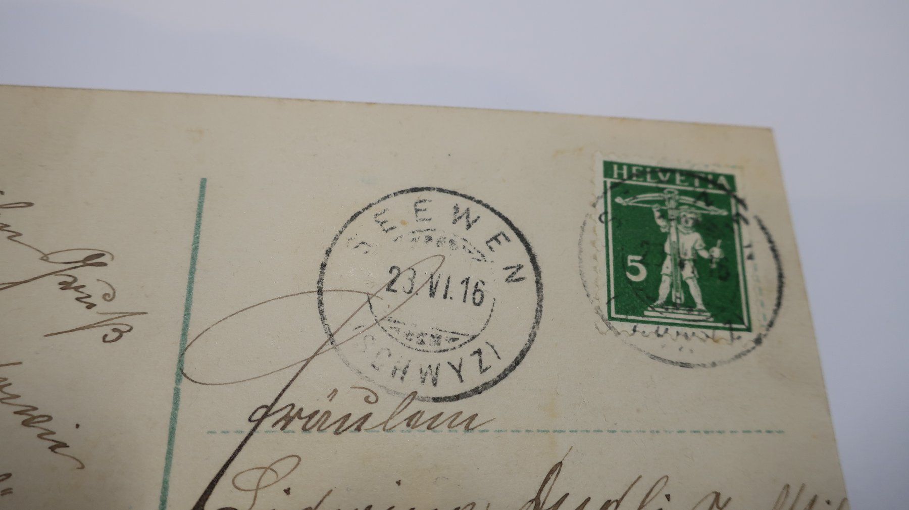 Cartoline postali: Schwyz mit Kollegium  1916 – Usato da Cormoret venduto da Pascalll2001 5