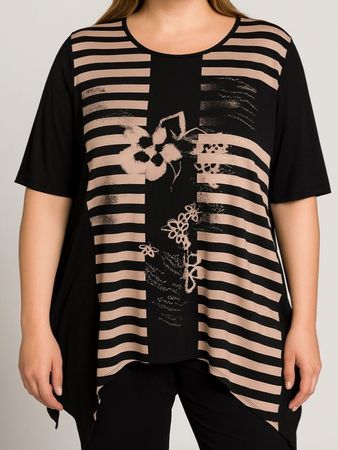 Shirt Grösse 46 Schwarz Sand Tunika plussize lang kl stern