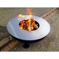 FEUERSCHALE MIT GRILLRING 104 CM (THERMOLACK SCHWARZ) massiv