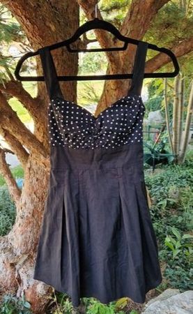 Kleid/Minikleid A-Linie,Vintage,Polka Dot,Rockabilly,Gr.XS