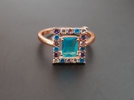 Ring mit Zirkonia, vergoldet 585, 2.8g, size 9 (59)