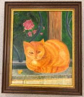 Ölgemälde – Katze auf Balkonbrüstung