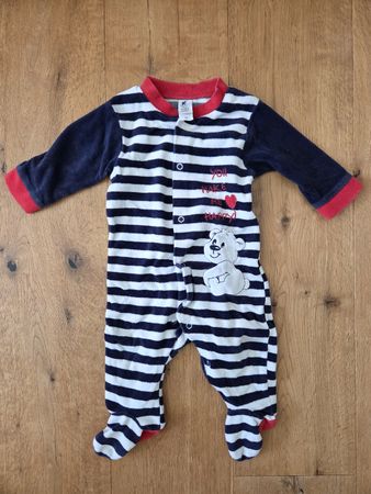 warmes Pyjama Gr. 68, Fleece, Baby Schlafanzug, Streifen