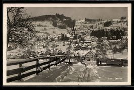 Teufen, Ortsansicht im Schnee mit Kirche