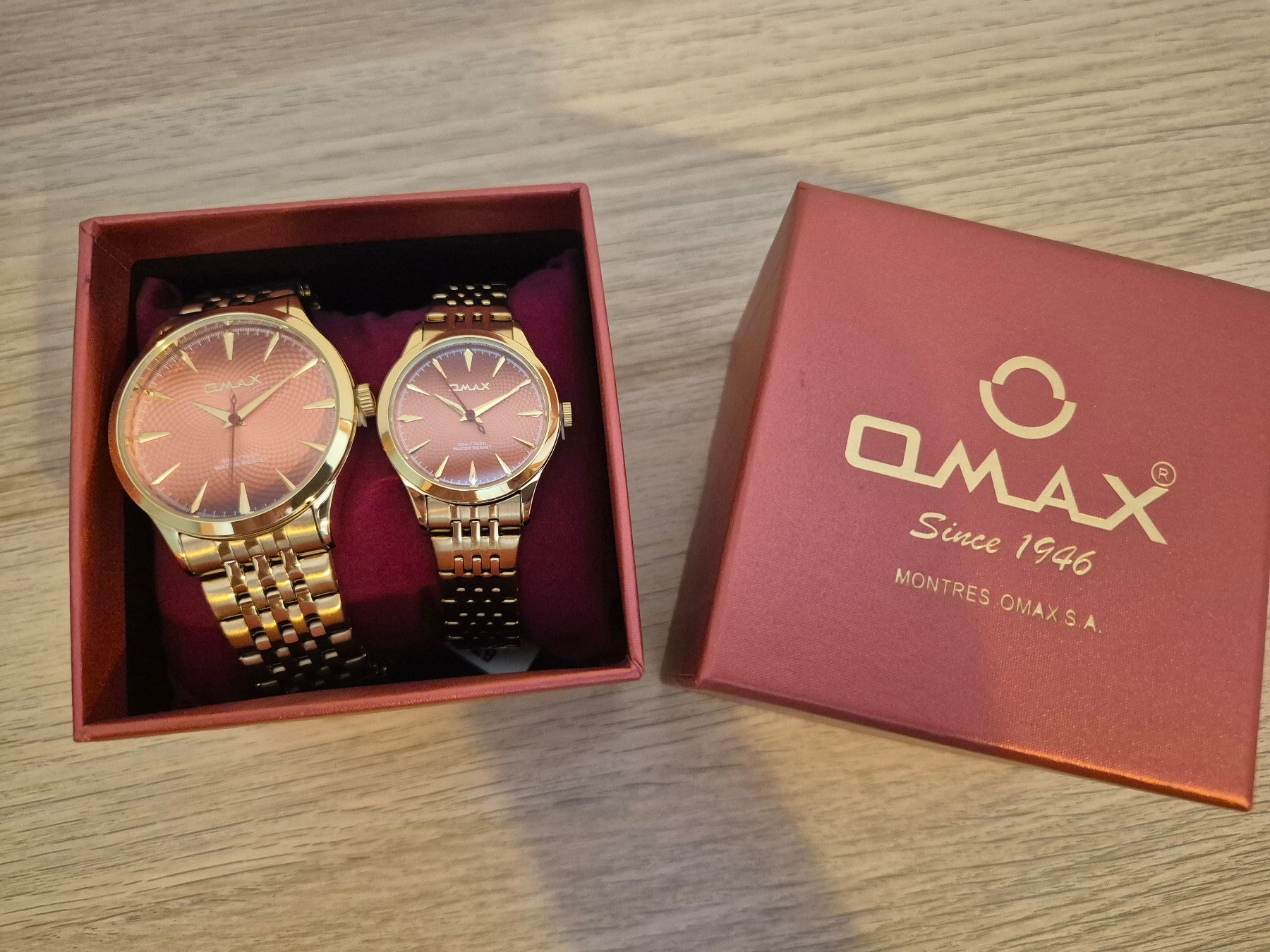 Uhren: OMAX Partneruhrenset gold / Lachs – Neu und originalverpackt aus Zürich von zah_967f 1