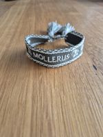 Maison Mollerus Armband, gewobenes Band, khaki/weiss