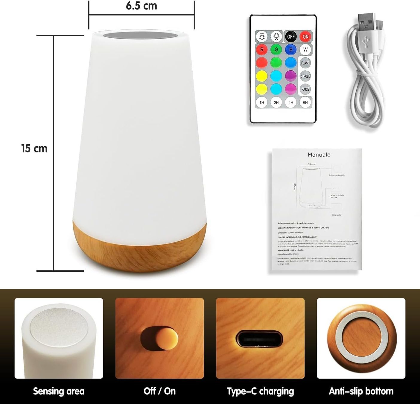 Lampade: Nachttischlampe LED Touch Dimmbar mit 13 Farben – Nuovo e nell'imballaggio originale da Châtelaine venduto da topshop.switzerland 2