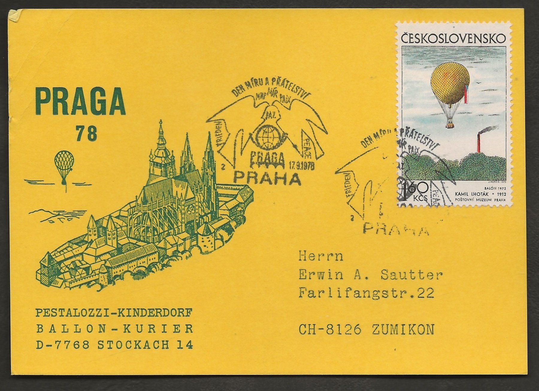 Tous les timbres: 5 Belege Ballon 1968 Tschechoslowakei Luftpost – D'occasion à Au ZH par xelagreb01 5