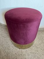 Runder Hocker Samt bordeaux Gold